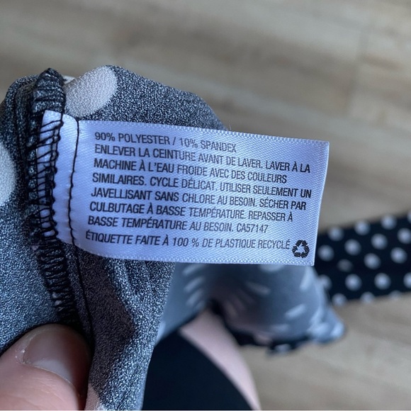 Merona dress button front pockets black white polka dot medium - Picture 5 of 6